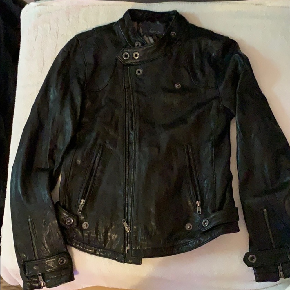 Lamb leather motorcycle jacket